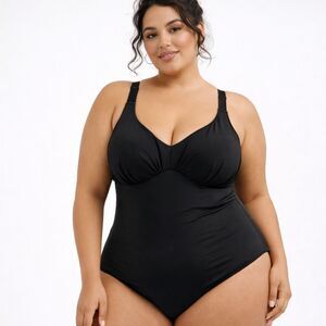 Yitty Shaping Swim Demi One Piece Swimsuit Black Plus Size 3X NWT Beach Vacation